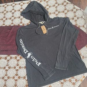 🆕Polo by Ralph Lauren x Denim & Supply light weight hooded long sleeve black M